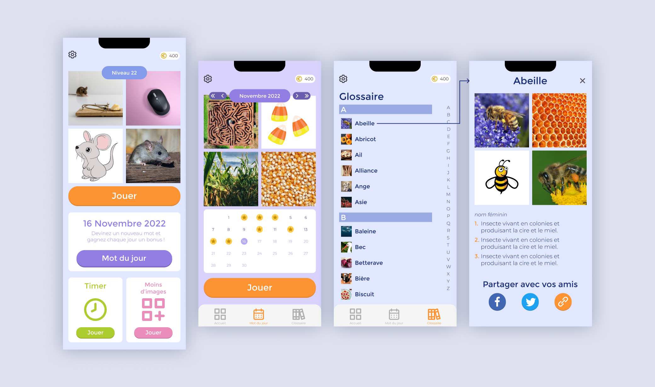 Screenshot of Figma artboards with main screens